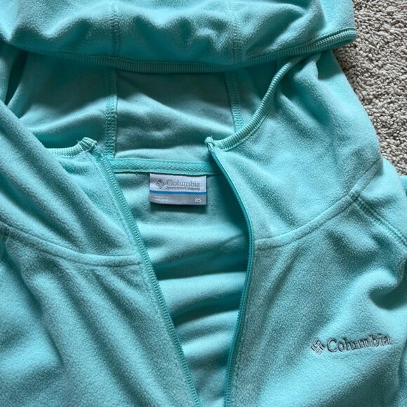 Columbia Aqua/Mint Lightweight Fleece Zip-Up Jacket - Picture 3 of 4